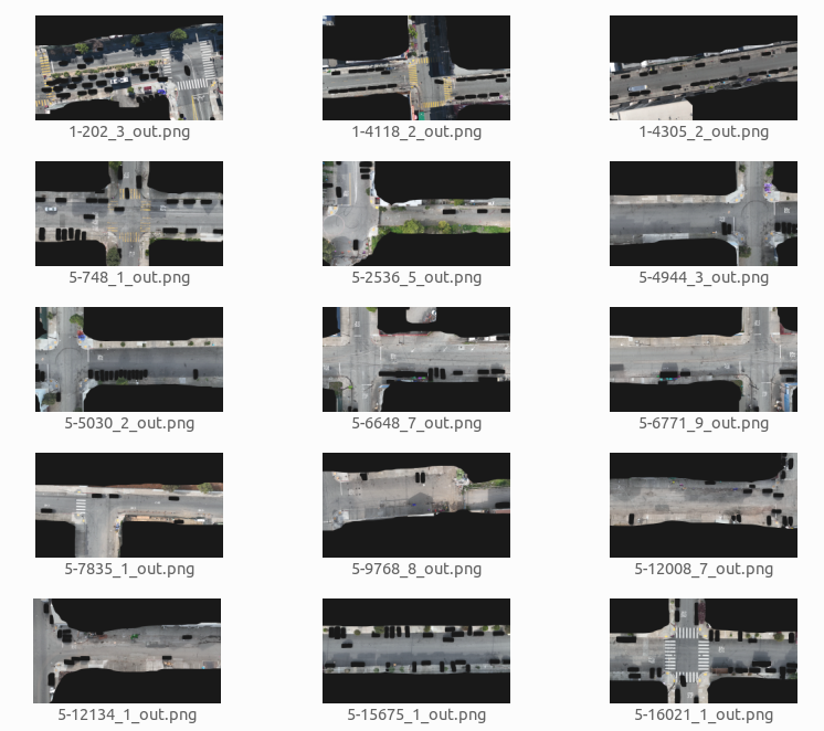 Batch processing showing consistent masking across many image tiles